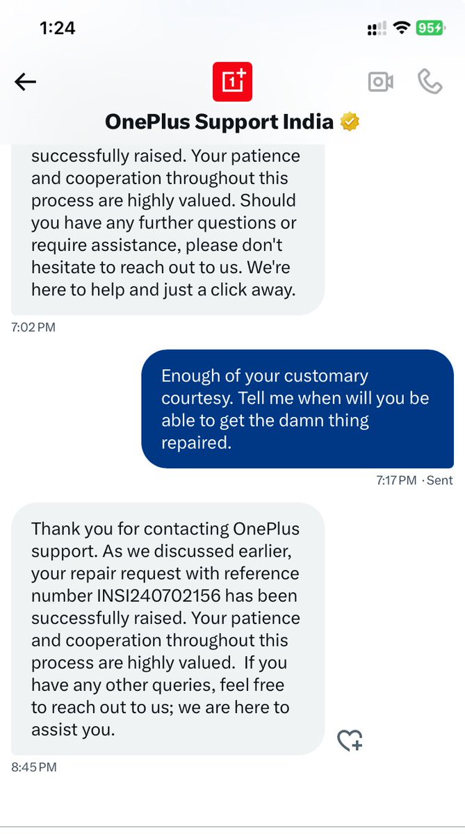 sharhad6's tweet image. Attaching the screenshot of the last DM I received from you. #oneplusscam #onplusfraud #servifyscam