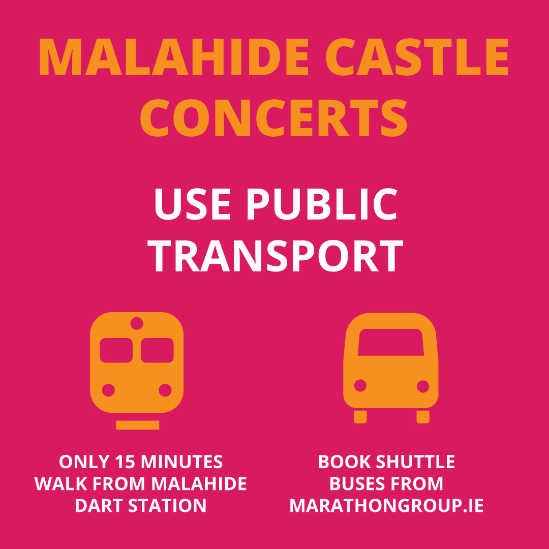Fingalcoco's tweet photo. Fingal County Council, An Garda Síochána and promoters MCD are urging those attending concerts at Malahide Castle Concerts to use public transport wherever possible. For more information visit: https://t.co/GD83SfLBUD https://t.co/nU8A5GKZcp