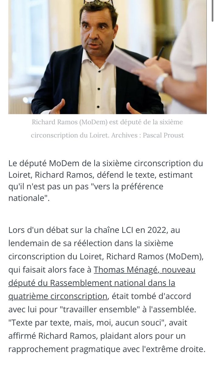 C_LE_MARCHAND's tweet photo. Dans ma circo, j’ai le choix entre le fachisme et les compromissions avec l’extreme droite.
Pour faire barrage, je suis contrainte de mettre un bulletin @_richardramos dans l’urne dimanche, ce député qui a voté pour cette honte qu’est la loi immigration en décembre 2023. https://t.co/tjDrGDDShv