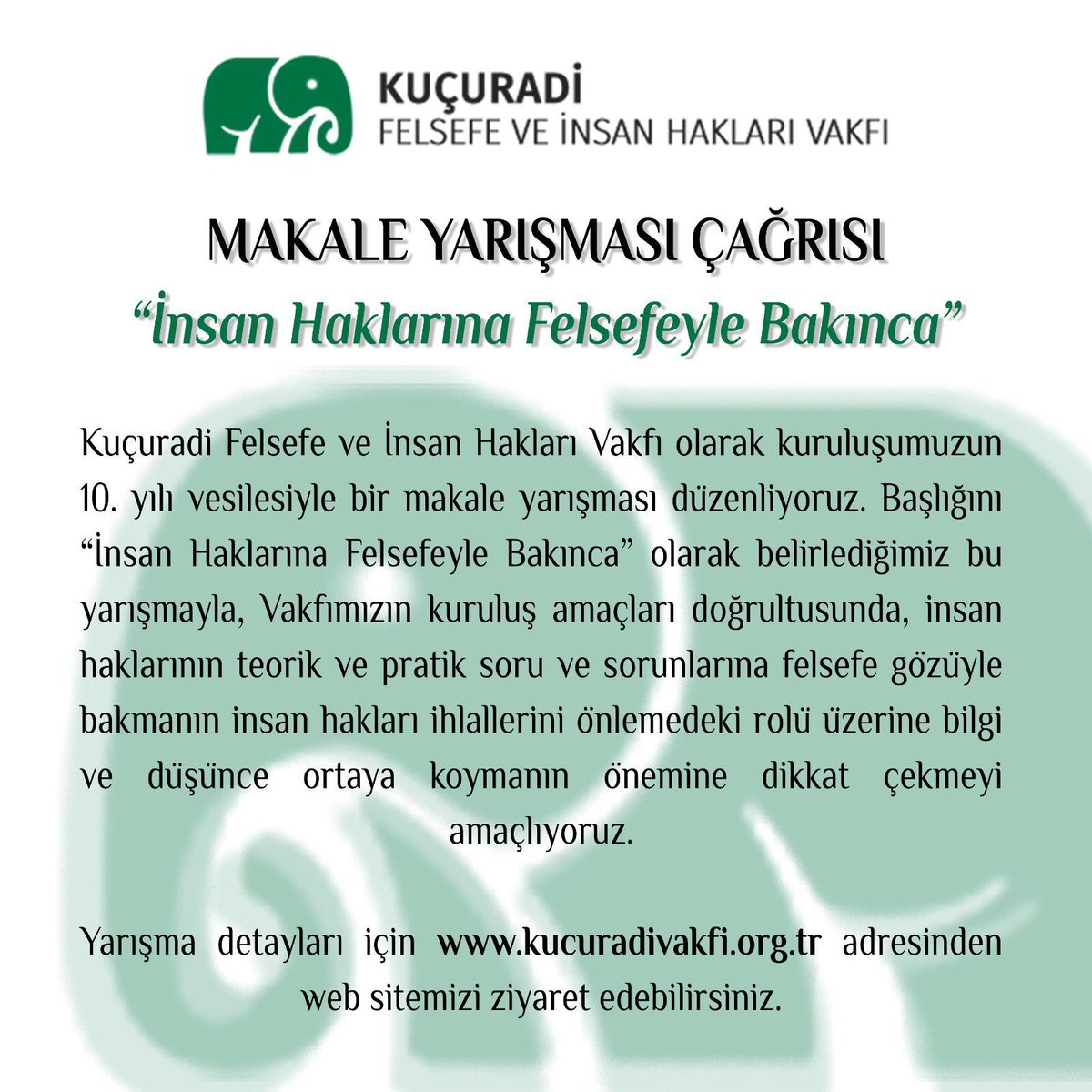 Kuçuradi Felsefe ve İnsan Hakları Vakfı Makale Yarışması Çağrısı