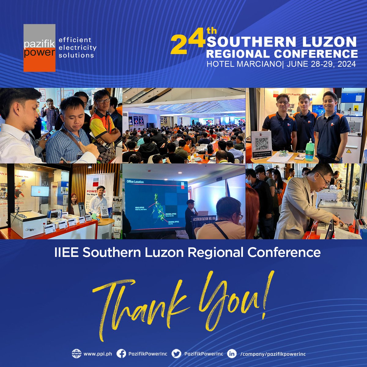 PazifikPowerInc's tweet image. The Institute of Integrated Electrical Engineers, Inc. (IIEE) – Southern Luzon Region held its 24th Southern Luzon Regional Conference on 27-29 June 2024 hosted by IIEE-Central Laguna Chapter. The 3-day conference was at Hotel Marciano, Calamba City, Laguna