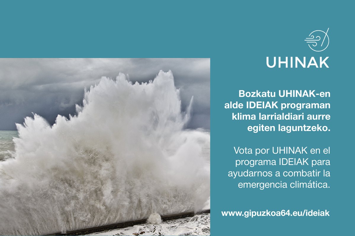 FicobaFundazioa's tweet photo. ¿Nos ayudas con tu voto? Vota a favor de #Uhinak en la iniciativa #IDEIAK.
➡️https://t.co/MoUC5irvLR
🌏Ayúdanos a conseguir este reto para seguir socializando los datos y reflexiones sobre la emergencia climática.
#Gipuzkoa64 #Le64 #Gipuzkoa #ParticipaciónCiudadana https://t.co/DS217vjOck
