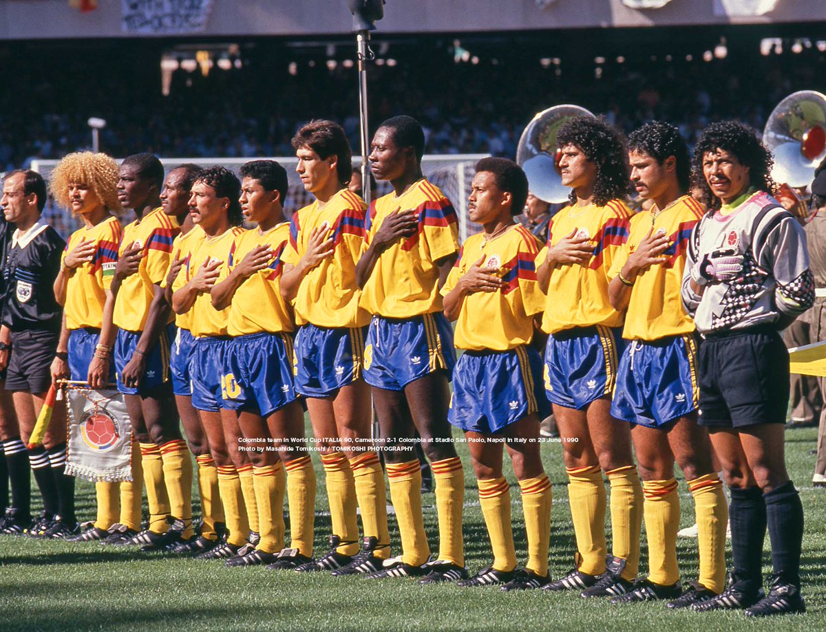 Colombia team in World Cup ITALIA 90, Cameroon 2-1 Colombia at