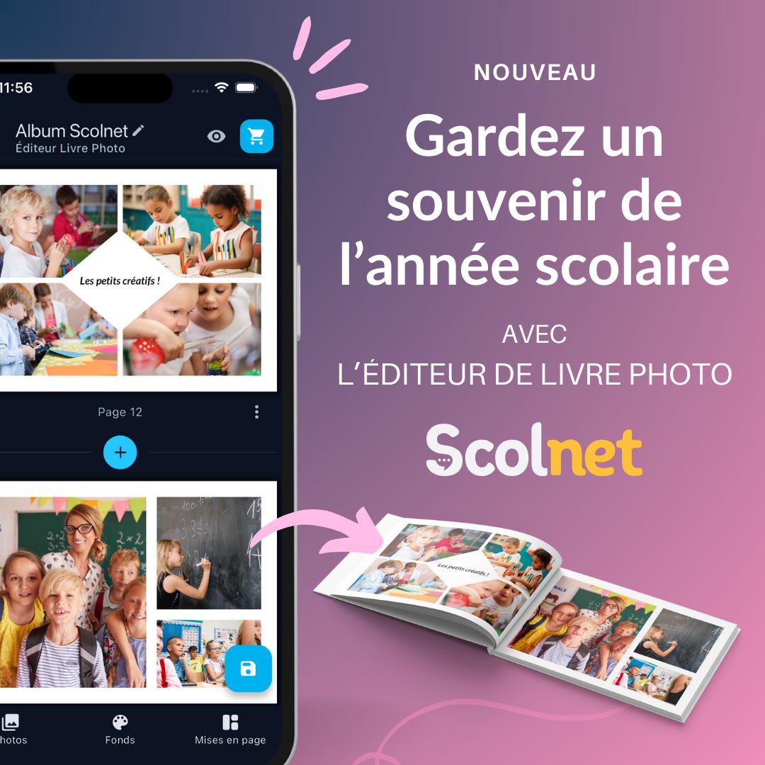 L’année scolaire se termine… Pour garder un souvenir des meilleurs moments, #scolnet vous permet maintenant d’imprimer votre album photo personnalisé ! #teampe #edtech #enseignants #ecole #education #school #Teacher #teacherlife