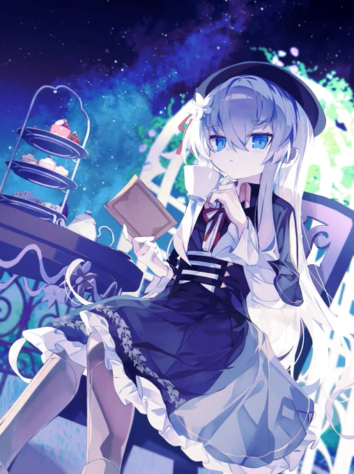 Skebで描かせていただいた銀髪白髪っこちゃん達