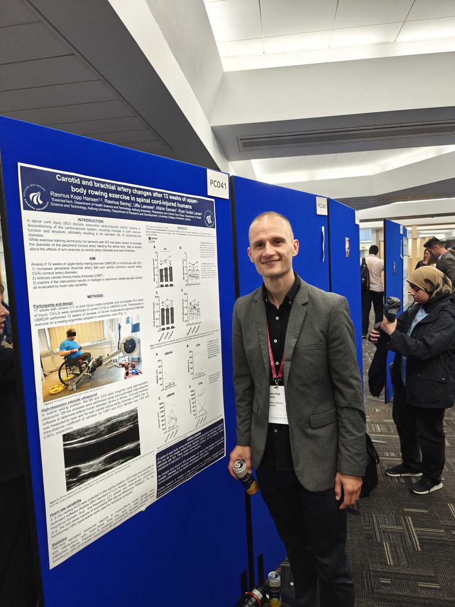 RKopphansen's tweet image. #PhysiologyinFocus2024 in Newcastle Upon Tyne, UK. Great poster session yesterday with presentation of still unpublished data from my PhD project on vascular ultrasound and heart rate variability in #peoplewithSCI #exercisetraining  #SCI #physiology2024 #SCIresearch