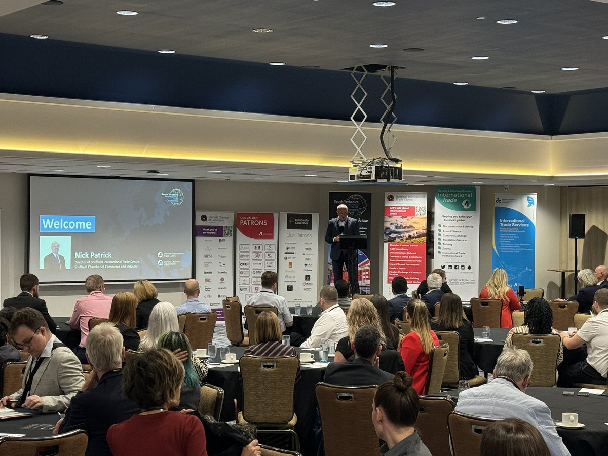 Our Director of <a href="/SITC_Sheffield/">Sheffield International Trade Centre - SITC</a>, Nick Patrick, 
has taken to the stage to welcome all the delegates of todays South 
Yorkshire International Trade Conference

Nick is sharing his wealth of knowledge of international trade &amp; 
connections that can be made today