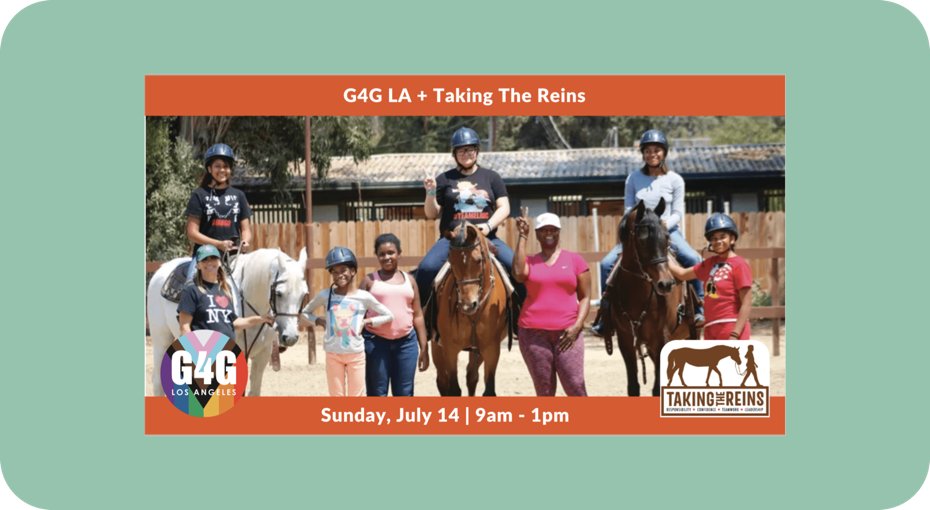 ourtownla's tweet photo. G4G LA works with Taking The Reins July 14 https://t.co/ya0cDGrey8? More LGBT events at https://t.co/KgR9Q6JIX6 Subscribe for weekly agendas via email. Like us on FB & Follow on Twitter @ourtownla @ILoveGayLA #lalgbt #nonprofit #ourtownla https://t.co/YNnWfbrTsS