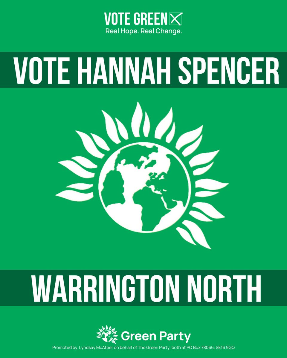 greens_wh's tweet photo. Vote for accessing mental health therapies in 28 days.

Vote for free school meals for all.

Vote for financial support for farmers.

Vote for Hannah Spencer in Warrington North.

#GeneralElection2024 #VoteGreen #RealHopeRealChange https://t.co/pTYB6DgQ4Z