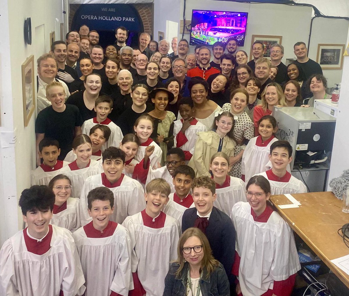 JamesOHP's tweet image. What a team. Thanks to everyone   @operahollandpk &amp;amp; also the many not in this photo for another wonderful night: first night of #OHPEdgar. This semi-staged performance of this rare Puccini opera is the latest event in our programme to mark the centenary of the great man’s death.