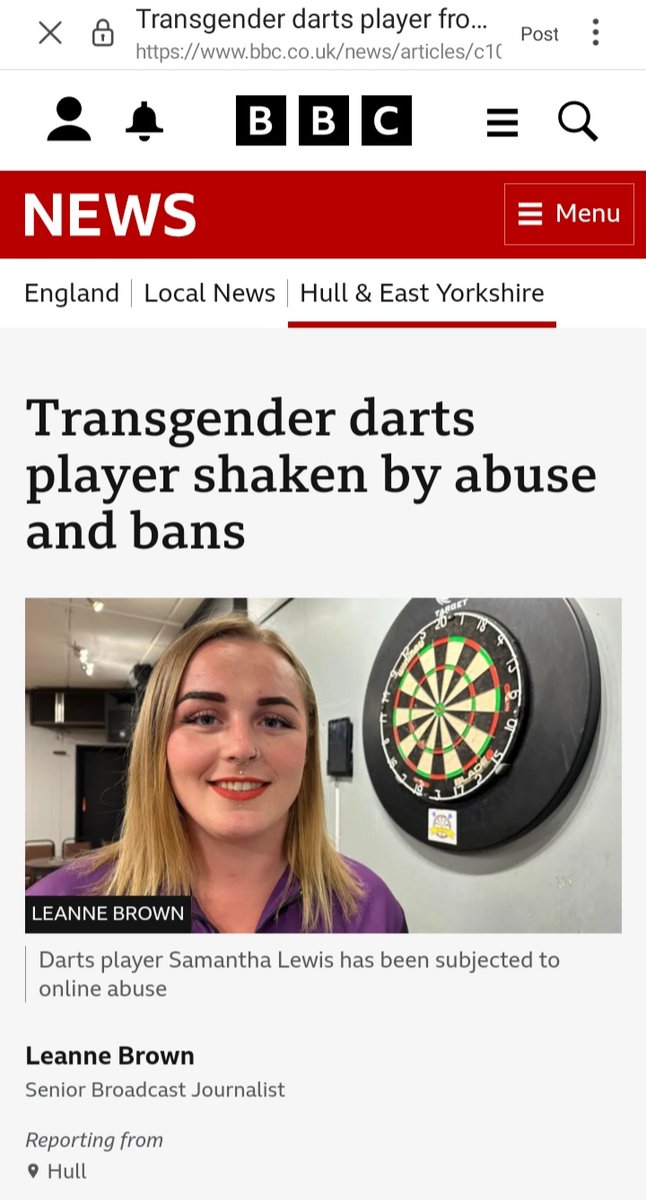 HazelTarragon's tweet image. Important story from @BBCNews. #BlokeInLipstick is sad because @EDOdarts won&apos;t let him cheat &amp;amp; play women&apos;s darts. Plus nasty bigots have correctly sexed him 😢. WPATH scandal? No results! #BBCBias #BBCNotFitForPurpose