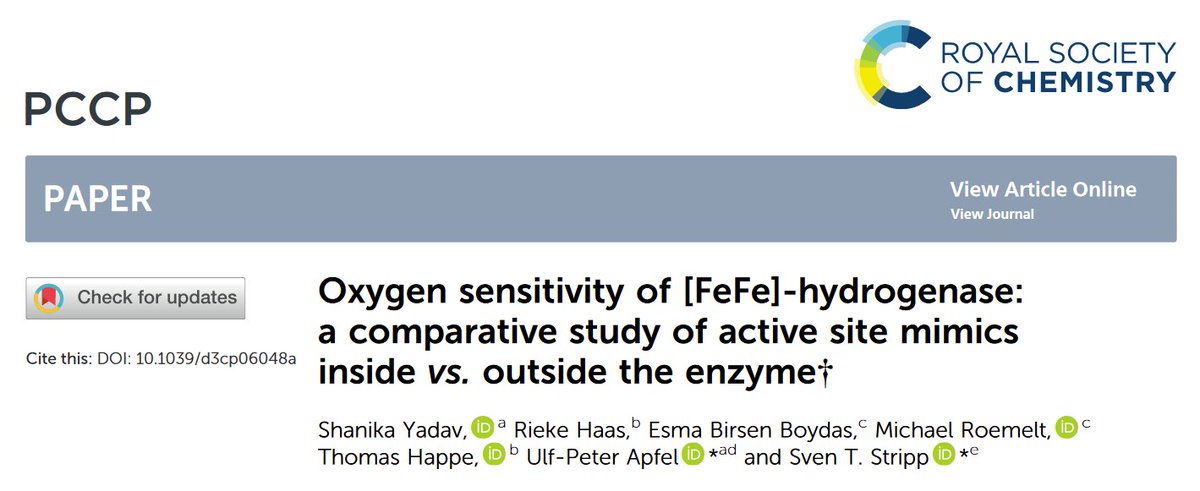 Sven T. Stripp 🇺🇦🔥🌊 (@stripp_lab) on Twitter photo Huge team afford, as per usual, including Dr. Shanika Yadav, Dr. Rieke Haas, and Esma Birsen Boydas on the frontend as well as Michael Roemelt, Thomas Happe, and co-corresponding author Ulf-Peter <a href="/apfel_lab/">Apfel_lab</a> at the backend.
doi.org/10.1039/D3CP06… Huge team afford, as per usual, including Dr. Shanika Yadav, Dr. Rieke Haas, and Esma Birsen Boydas on the frontend as well as Michael Roemelt, Thomas Happe, and co-corresponding author Ulf-Peter <a href="/apfel_lab/">Apfel_lab</a> at the backend.
doi.org/10.1039/D3CP06…
