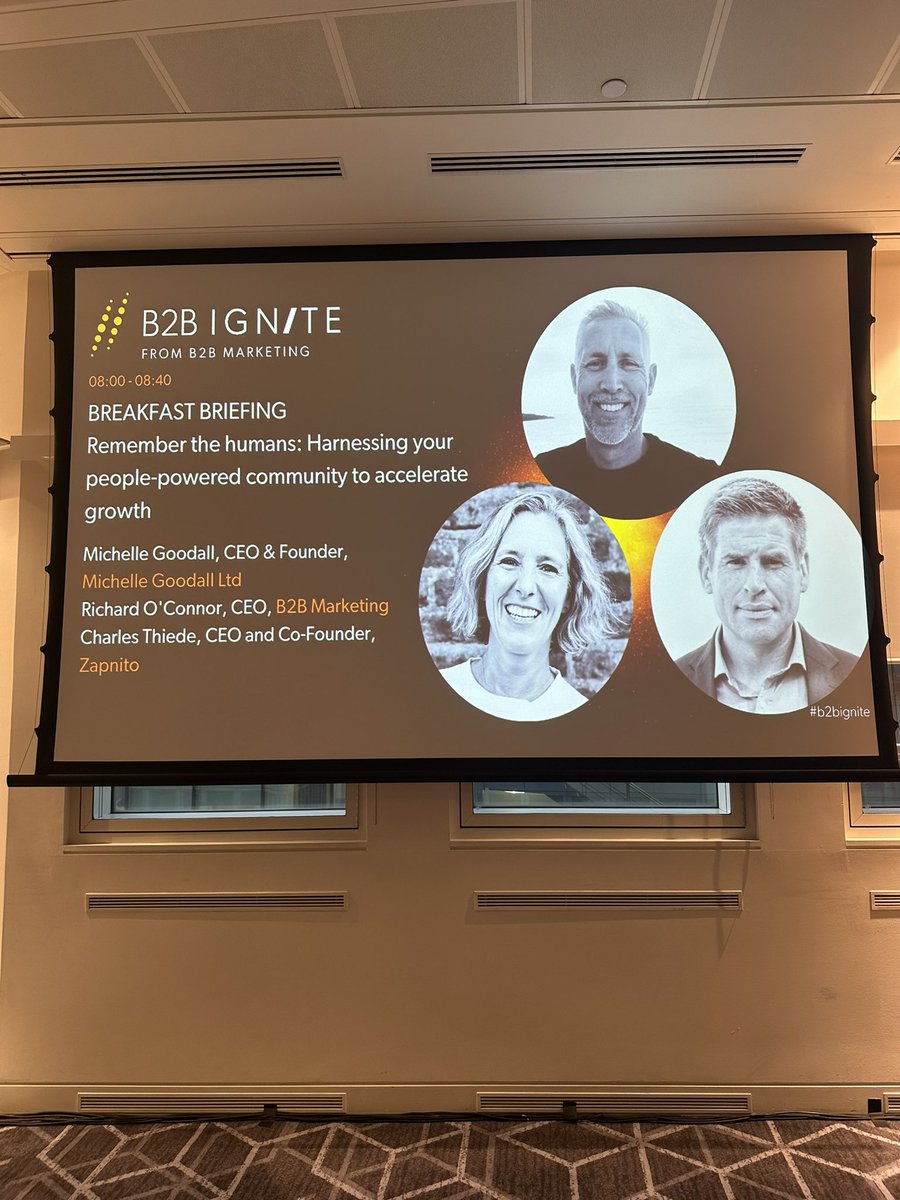 Breakfast session delivered on #community / community led growth at <a href="/MarketingB2B/">marketingb2b</a>’s #B2BIgnite with Richard OConnor + Charles Thiede. Here for most of the day if you want to chat/grab a coffee.
#B2B #marketing #communitybasedmarketing #communityledgrowrh #community