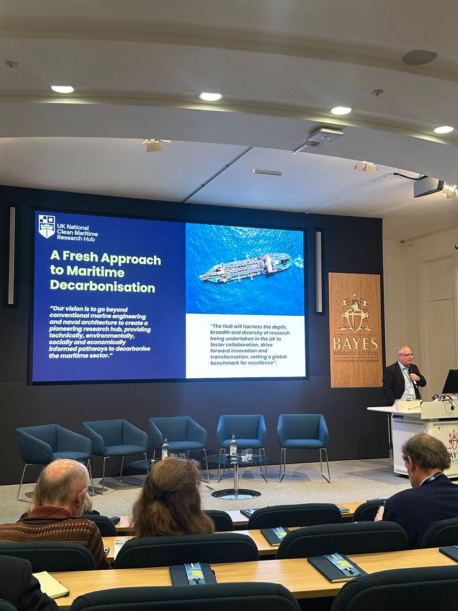 Bayes Business School (@bayesbschool) on Twitter photo Industry and academics are meeting at Bayes today for the Clean Maritime Research Conference. Prof Tony Roskilly outlines the work of the UK National Clean Maritime Research Hub. Bayes is one of 13 universities involved.
#cleanenergy #shippingdecarbonisation <a href="/NewsfromCity/">City St George's, University of London Press</a> Industry and academics are meeting at Bayes today for the Clean Maritime Research Conference. Prof Tony Roskilly outlines the work of the UK National Clean Maritime Research Hub. Bayes is one of 13 universities involved.
#cleanenergy #shippingdecarbonisation <a href="/NewsfromCity/">City St George's, University of London Press</a>