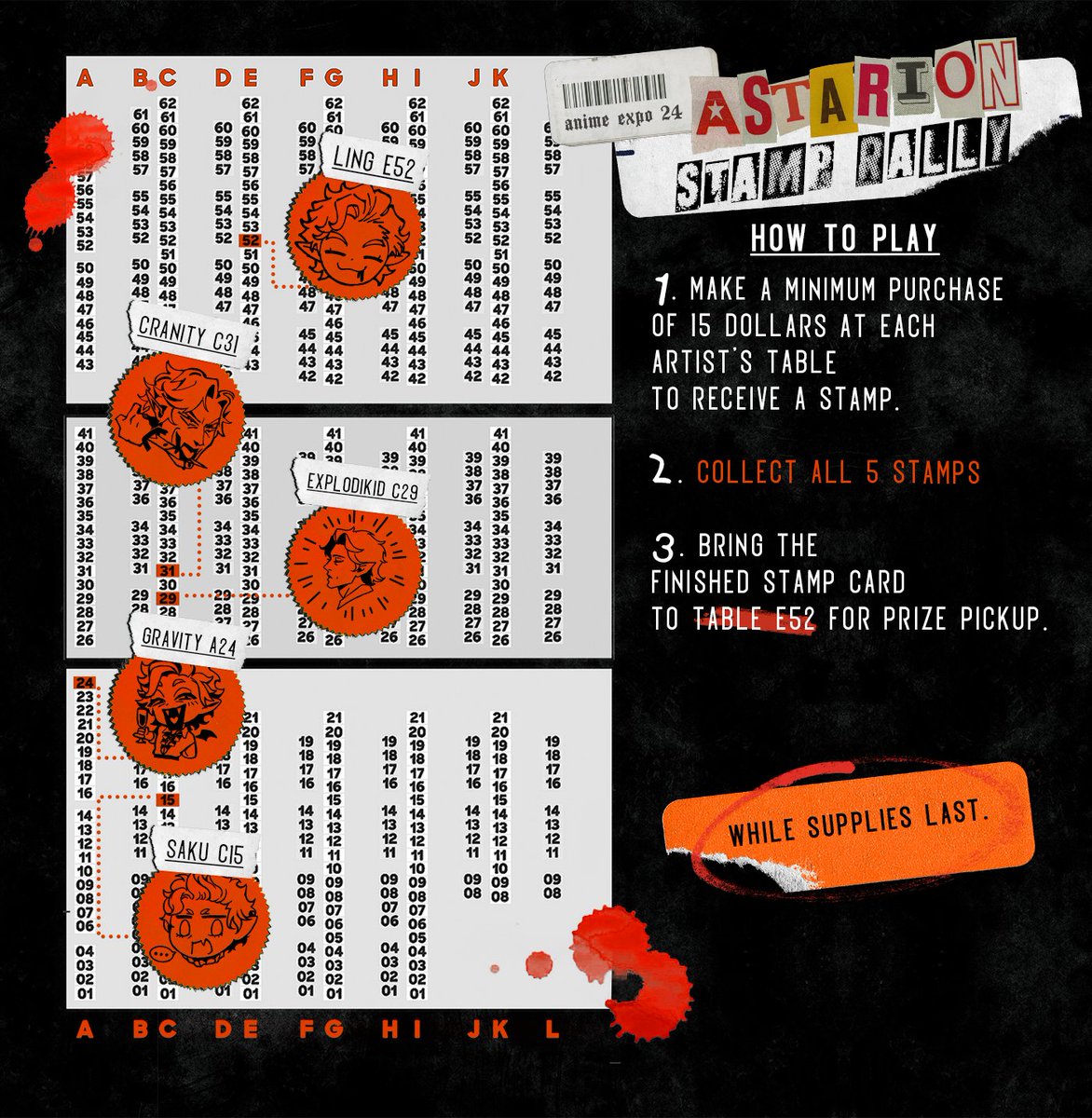 🩸#AX2024 astarion stamp rally🩸

hello! i'm hosting an ✨astarion✨themed stamp rally for AX! collect stamps from all 5 artists and receive a prize pack of your favorite pale elf!!

🗡️@gravitydusty A24
🗡️@sakulicina C15 
🗡️@explodikid C29
🗡️@cranity C31
🗡️@viol_vrt E52 
