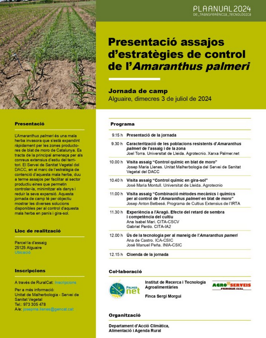 GREM_UdL's tweet photo. Avui som a Alguaire parlant sobre maneig d'Amaranthus palmeri 🌱amb Joel Torra, @JoseM_Montull i companys/es del @irtacat,@agriculturacat,  @CSIC i @CITAAragon 

L'afluència de públic demostra la inquietud del sector 

@LlenesJosep @anade_castro, @desed2
@Agrotecnio @ETSEAFIV_UdL https://t.co/Ia9hQ9JrX7