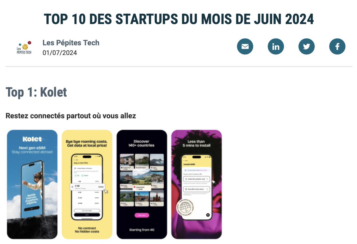 Kolet (@kolet_app) on Twitter photo Kolet featured in <a href="/lespepitestech/">Les Pรฉpites Tech</a> at number 1 for top 10 startups of June!!
Click for the article: lespepitestech.com/blog/2024/07/0โฆ Kolet featured in <a href="/lespepitestech/">Les Pรฉpites Tech</a> at number 1 for top 10 startups of June!!
Click for the article: lespepitestech.com/blog/2024/07/0โฆ
