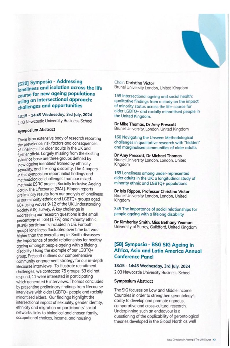 Looking forward to presenting this afternoon as part of our <a href="/SIAL_Brunel/">Socially Inclusive Ageing across the Lifecourse</a> symposium on #loneliness. Excited to hear about the latest research going on in #getontology and making connections 🩷 <a href="/bsg2024/">BSG2024</a> @BSG_ERA #research
