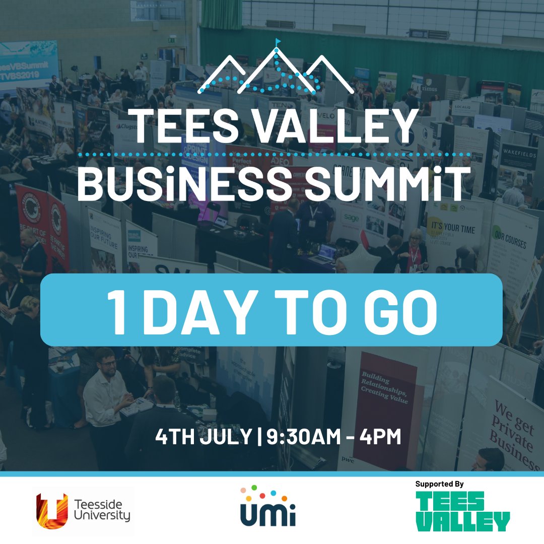 🤝 Network, Collaborate, Succeed! 🚀 

 It’s just ONE DAY until the Tees Valley Business Summit at Teesside University! 

There is still time to join us! Visit our website to book your free tickets 👇
ow.ly/zeRh50SkAFo

#TVBS24