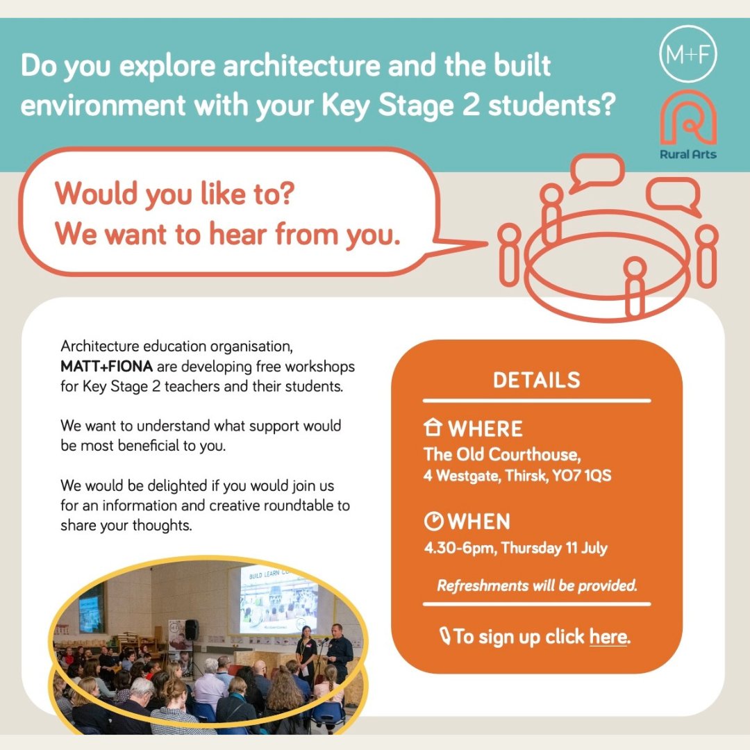 Do you explore architecture and the built environment with your Key Stage 2 students?

Architecture education organisation, MATT+FIONA are developing free workshops for Key Stage 2 teachers and their students.

We want to understand what support would be most beneficial to you!
