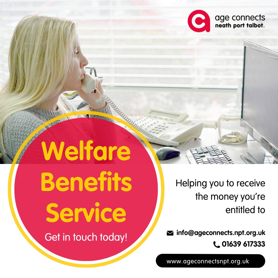 Every year, millions of pounds of welfare benefits remain unclaimed and often, those most in need do not claim their entitlements.

If you're over 50, find out more about claiming your full entitlements, please get in touch on 01639 617333 or email info@ageconnects.npt.org.uk