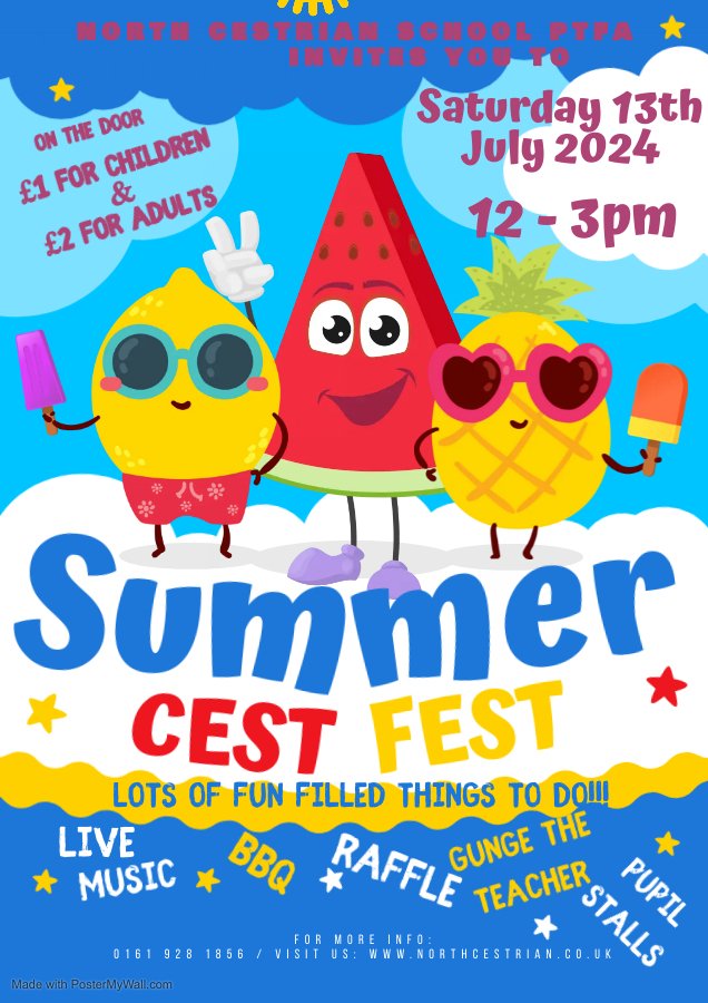 NCSPTFA's tweet photo. Own clothes day is Friday 12th July, if you would like to take part head to Parentmail, for just £3 you can wear your own clothes to school &amp; also get a wristband to Cestfest. https://t.co/gcWg54BFIp