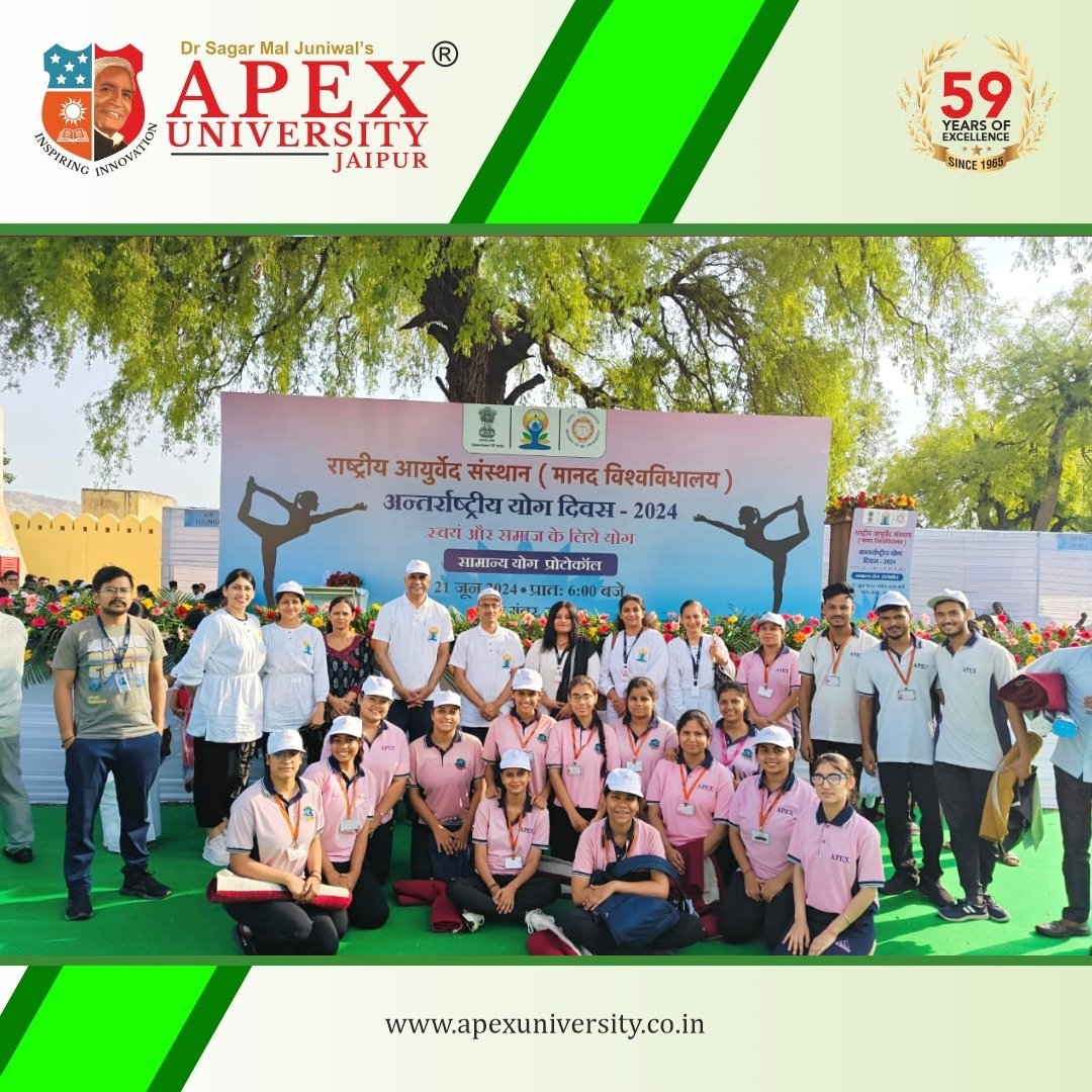 #ApexUniversity's Apex School of Naturopathy and Yogic Sciences, alongside NIA, organized a 'Yoga Awareness Rally' on June 19th from NIA to Hawa Mahal to promote the benefits of yoga
And celebrated the 10th International Day of Yoga at Jantar Mantar on June 21st!
#YogicScience