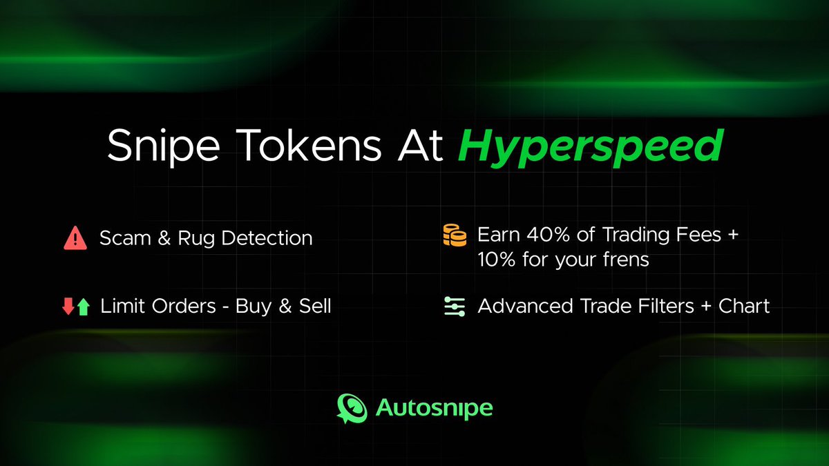 Autosnipe: The fastest, easiest way to trade Solana memecoins on Telegram! 🤖

➜ With <a href="/autosnipeai/">Autosnipe</a> simply paste the token address, send the transaction – and you're done!

No need to connect your wallet, adjust slippage, or wait for confirmations.

Take control of your trades