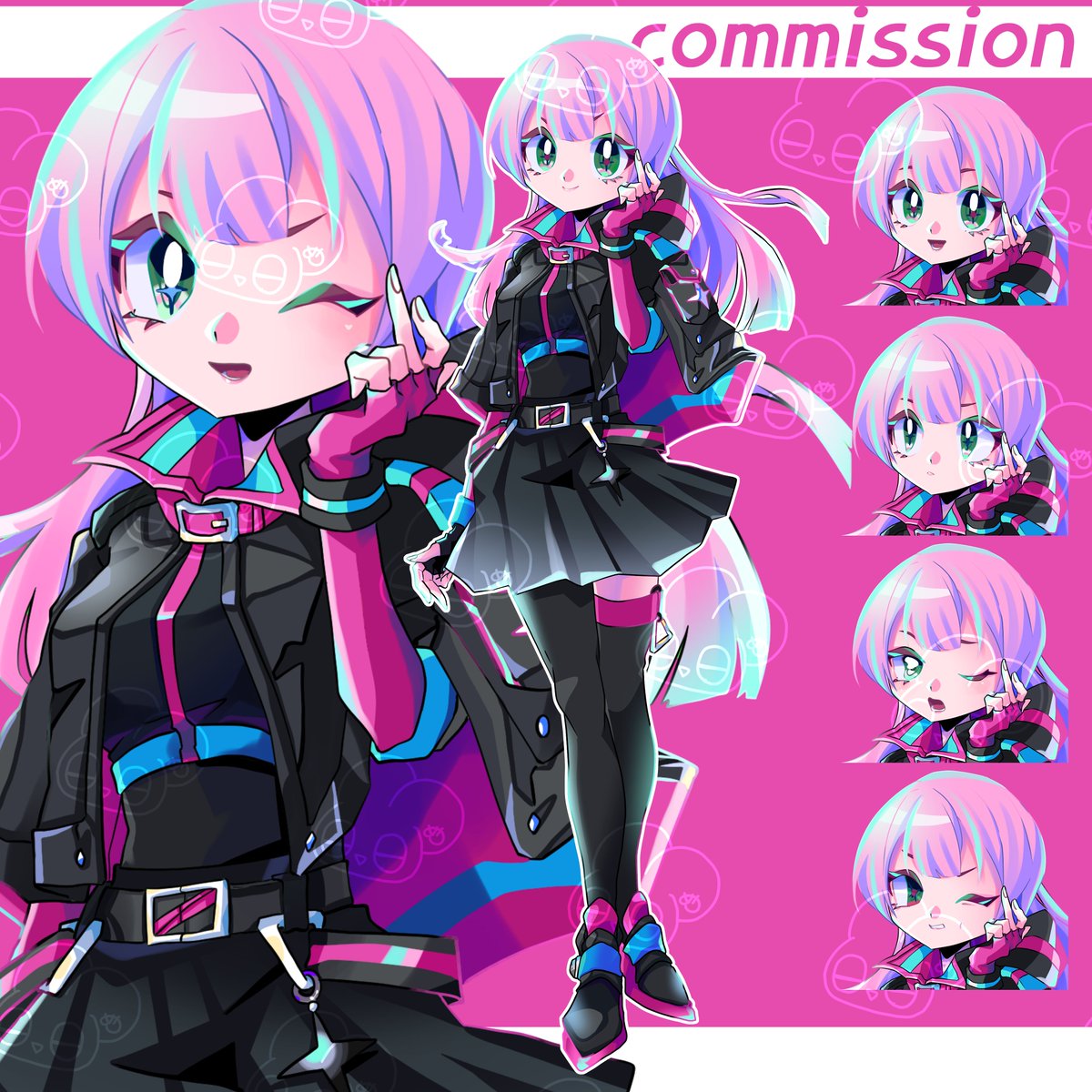 ★commission★          
ご依頼で立ち絵＋表情差分+キラキラ塗りで描かせていただきました！ 
以前も描かせていただいた子！可愛いですねぇ～～～～💕
#めりこみっしょん
