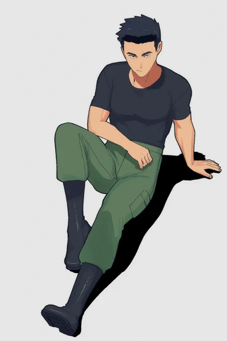 座る。