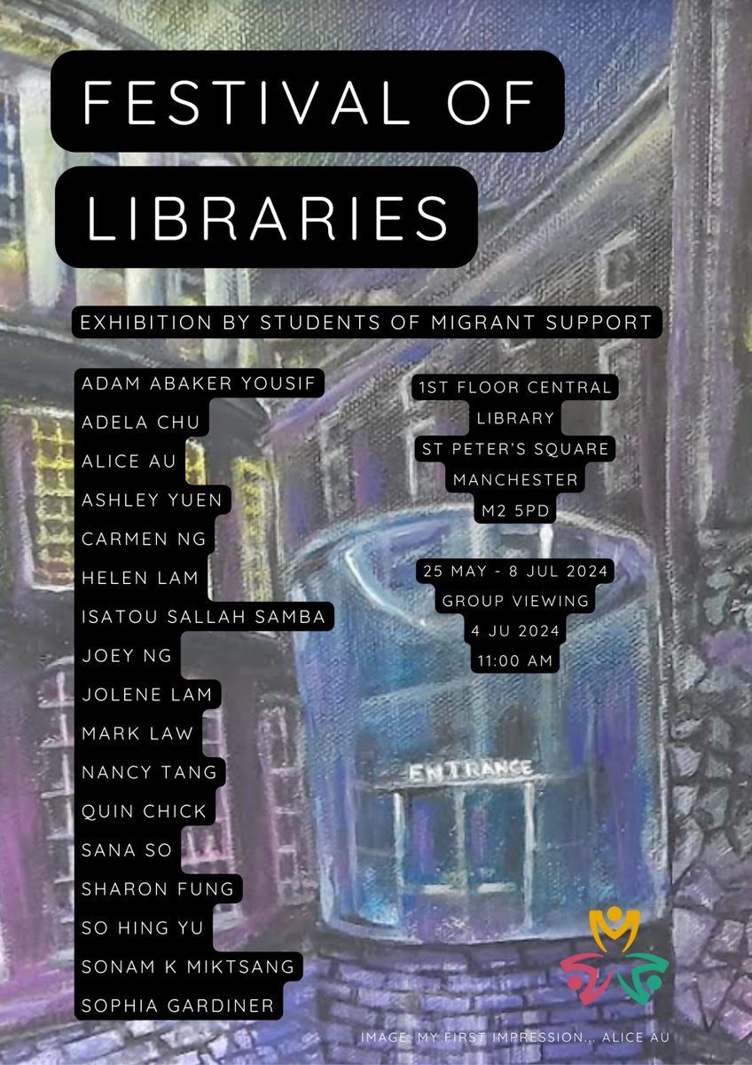 MigrantsSupport's tweet image. @MigrantsSupport Art group Exhibition at the Manchester Library. Well done art team!