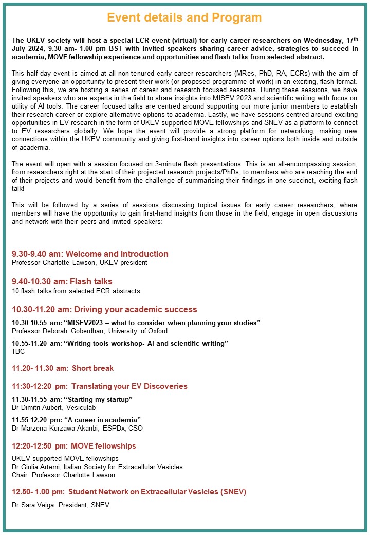 Deadline for the upcoming UKEV ECR virual event (Free) extended. 
Register ans submit abstract here- docs.google.com/forms/d/e/1FAI…

<a href="/SNEVresearch/">Student Network on EVs</a> <a href="/IsevOrg/">ISEV</a> @IsevComms