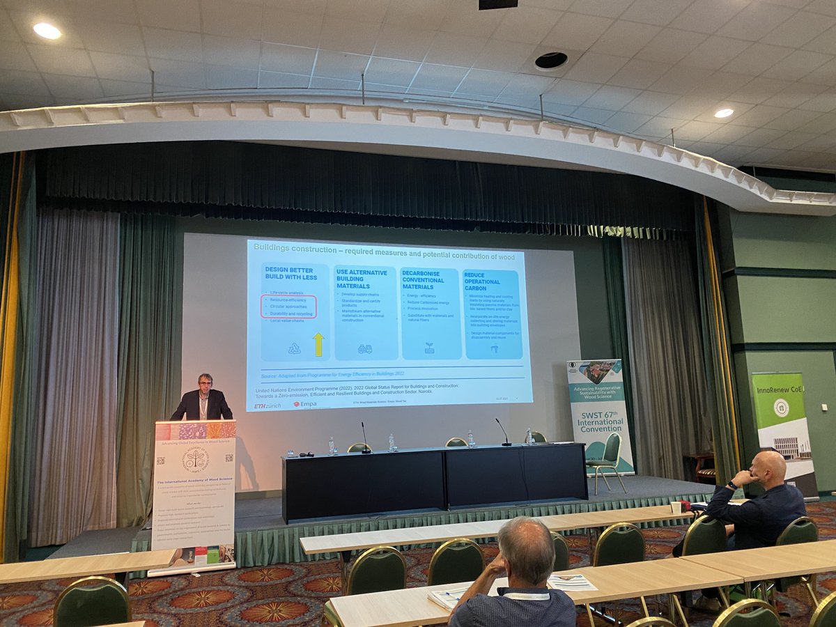 InnoRenew CoE (@innorenewcoe) on Twitter photo Ingo Burgert, from <a href="/ETH_en/">ETH Zurich</a>, gave a presentation entitled "Wood materials - potentials and limitations" in a special session organized by International Academy of Wood Science (IAWS) at the <a href="/societywood/">International Society of Wood Science & Technology</a> Convention.
#InnoRenew #IAWS #woodscience #swst #societywood Ingo Burgert, from <a href="/ETH_en/">ETH Zurich</a>, gave a presentation entitled "Wood materials - potentials and limitations" in a special session organized by International Academy of Wood Science (IAWS) at the <a href="/societywood/">International Society of Wood Science & Technology</a> Convention.
#InnoRenew #IAWS #woodscience #swst #societywood