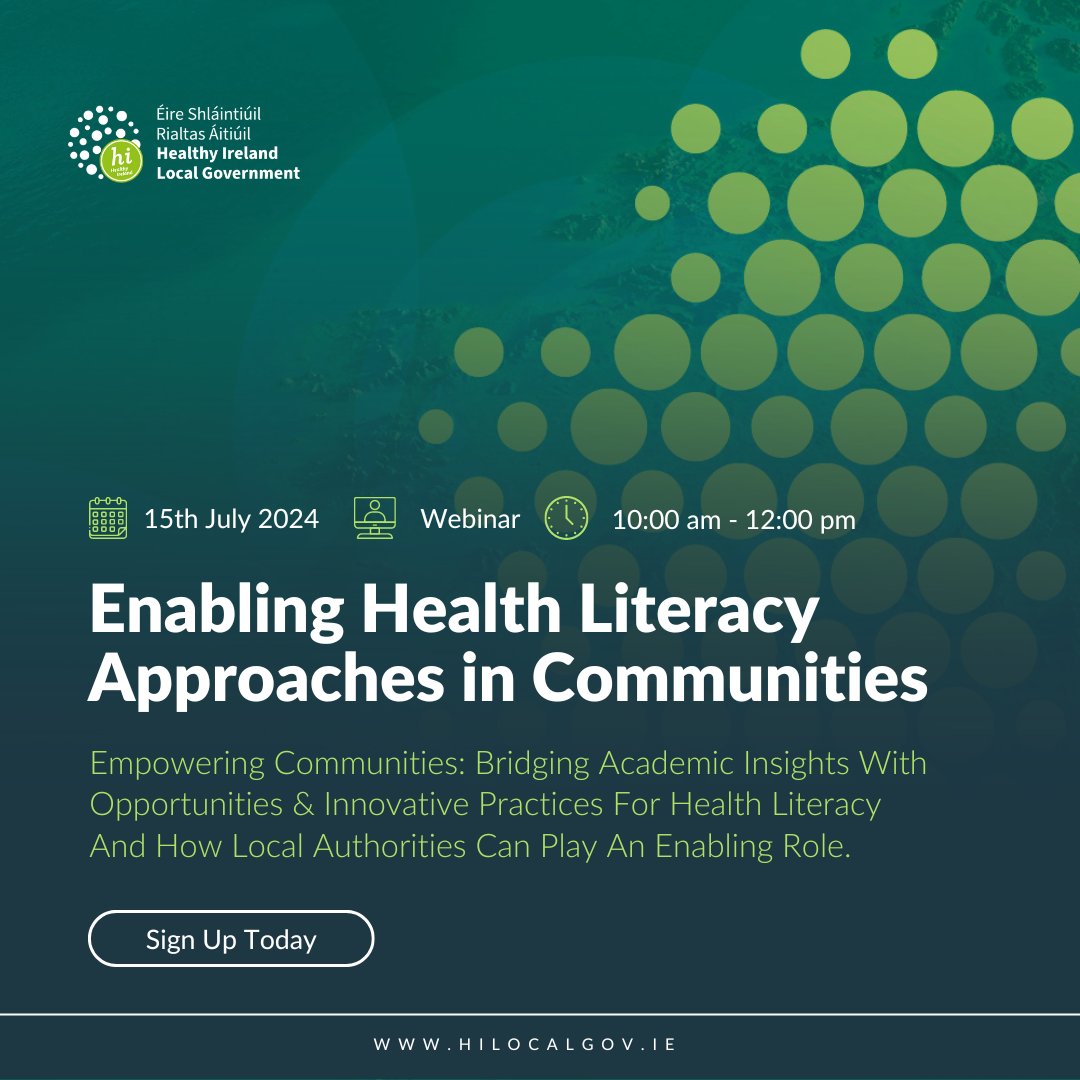 HealthyIRE_LG's tweet image. Our webinar 'Enabling Health Literacy Approaches in Communities' is happening on July 15th, 2024 from 10:00 am to 12:00 pm.

📝 To get involved, sign up today 🔗 zoom.us/meeting/regist…

#HealthLiteracy #WellbeingLocalGov #EnablingHealthLiteracy #HealthyIrelandLocalGovernment