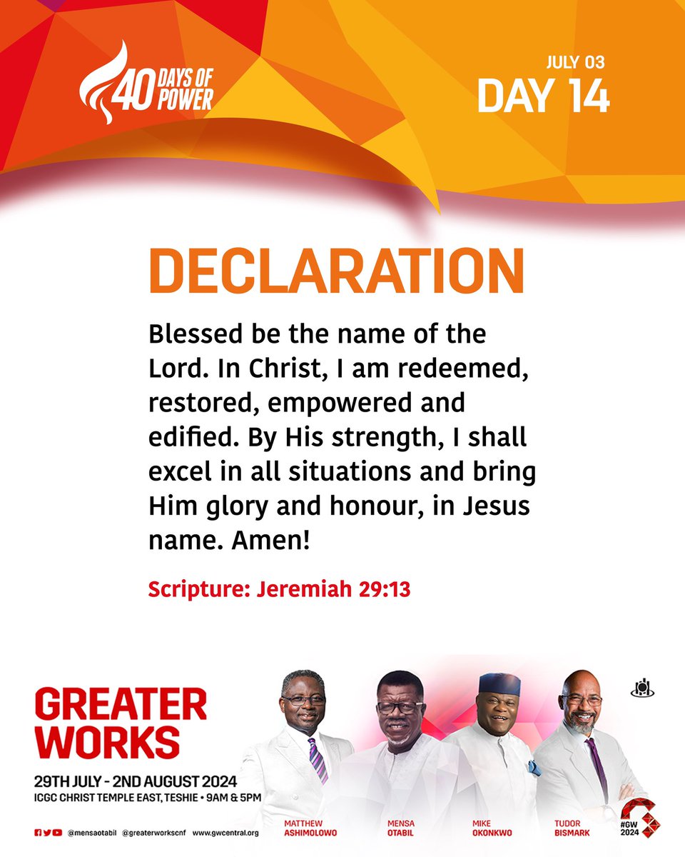 MensaOtabil's tweet image. By His strength, you will excel in all situations. 

#40DaysOfPower 
#GW2024