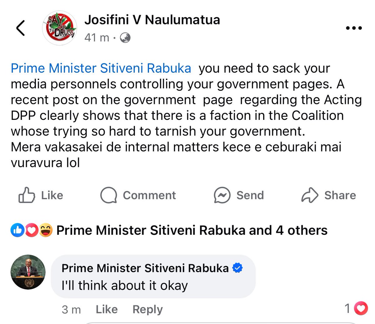 IAMSUVABABY's tweet image. Not the prime minister’s account trolling people on fb 🥴