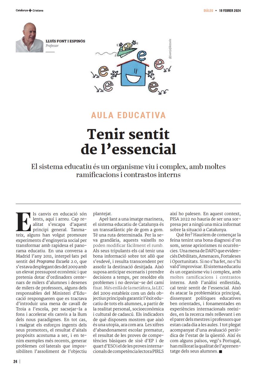 BastimentsEP's tweet image. En tot, i també en educació, cal anar a l’essencial per tal de progressar i millorar d’acord amb la naturalesa de leș coses.