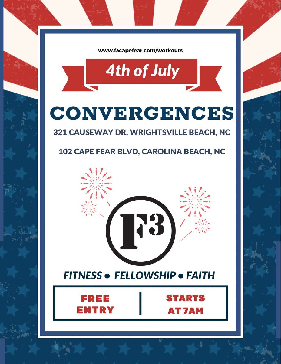 Two beatdowns are scheduled for the 4th of July at either Wrightsville Beach or Carolina Beach. Both will begin at 0700.🩴🏖️🎆☀️