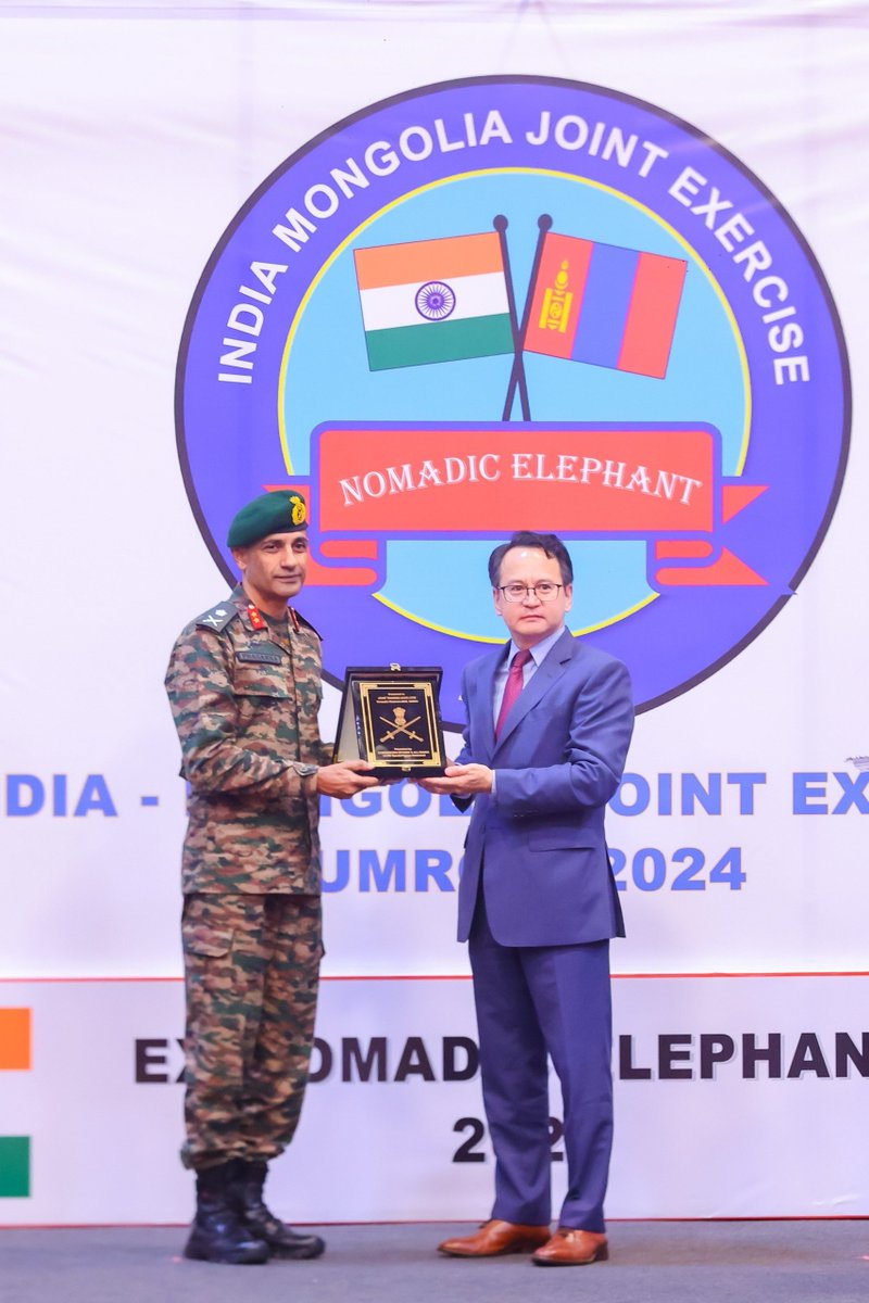 airnewskurseong's tweet image. भारत र मंगोलिया बीच हुने संयुक्त सैन्य अभ्यास #NomadicElephant को १६ औं संस्करण, मेघालयको विदेशी प्रशिक्षण केन्द्रमा सुरु भयो। यो अभ्यास जुलाई १६ सम्म चल्नेछ।

यस अभ्यासमा सिक्किम स्काउटका ४५ भारतीय सैनिक र मंगोलियन सेनाका १५० सैनिक सहभागी हुनेछन् ।
  #MilitaryExercises