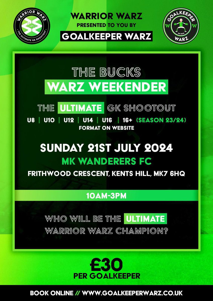 Our friends at <a href="/GoalkeeperWarz/">Goalkeeper Warz</a> have their Warz Weekend coming up. 

If interested please contact Paul for more info

🔴⚪️
#theclan