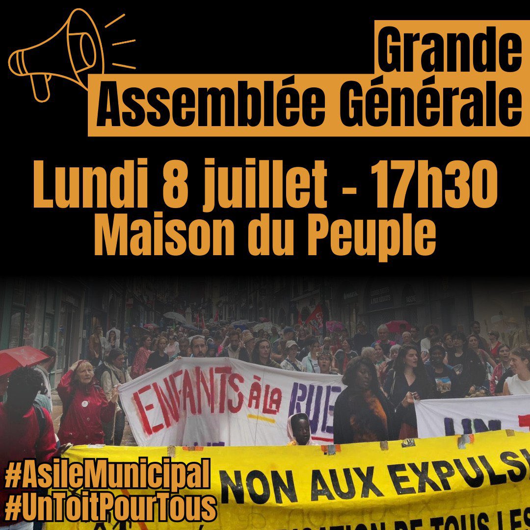 Resf63's tweet photo. 📣 Assemblée générale ce soir à la #MaisonDuPeuple !
Rejoignez-nous
#AsileMunicipal #UnToitPourTous https://t.co/7NBTG4IyKJ
