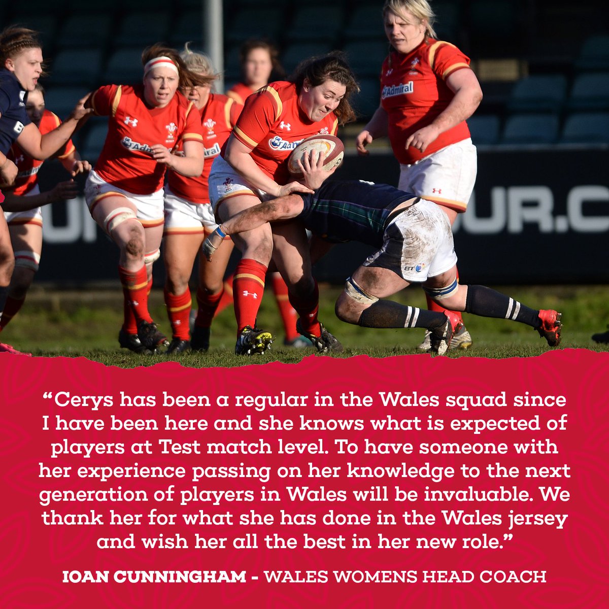 WelshRugbyUnion's tweet photo. 🏴󠁧󠁢󠁷󠁬󠁳󠁿 Diolch Cerys!

❤️ Cerys Hale has announced her retirement from all rugby following our recent Test match against Spain after 49 caps

For more 👇