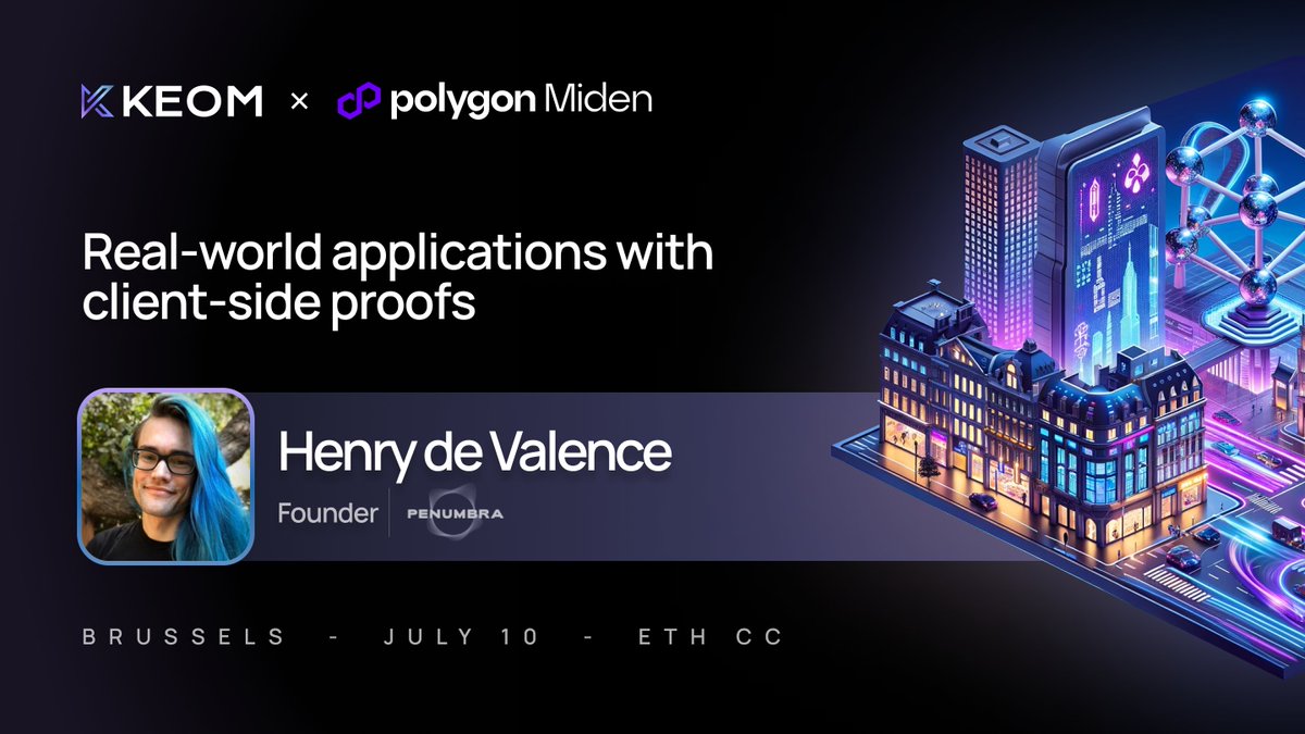 🪁 We are excited to announce that <a href="/hdevalence/">henry 🌘</a>, Founder of <a href="/penumbrazone/">Penumbra 🌘</a>, will be a panelist at the Fire side chat, an exclusive <a href="/ethcc/">EthCC - Ethereum Community Conference</a> event hosted by Keom and <a href="/0xpolygon/">Polygon</a> Miden.

📌 Topic of discussion:
Real-world applications with client-side proofs

Sign up to secure your