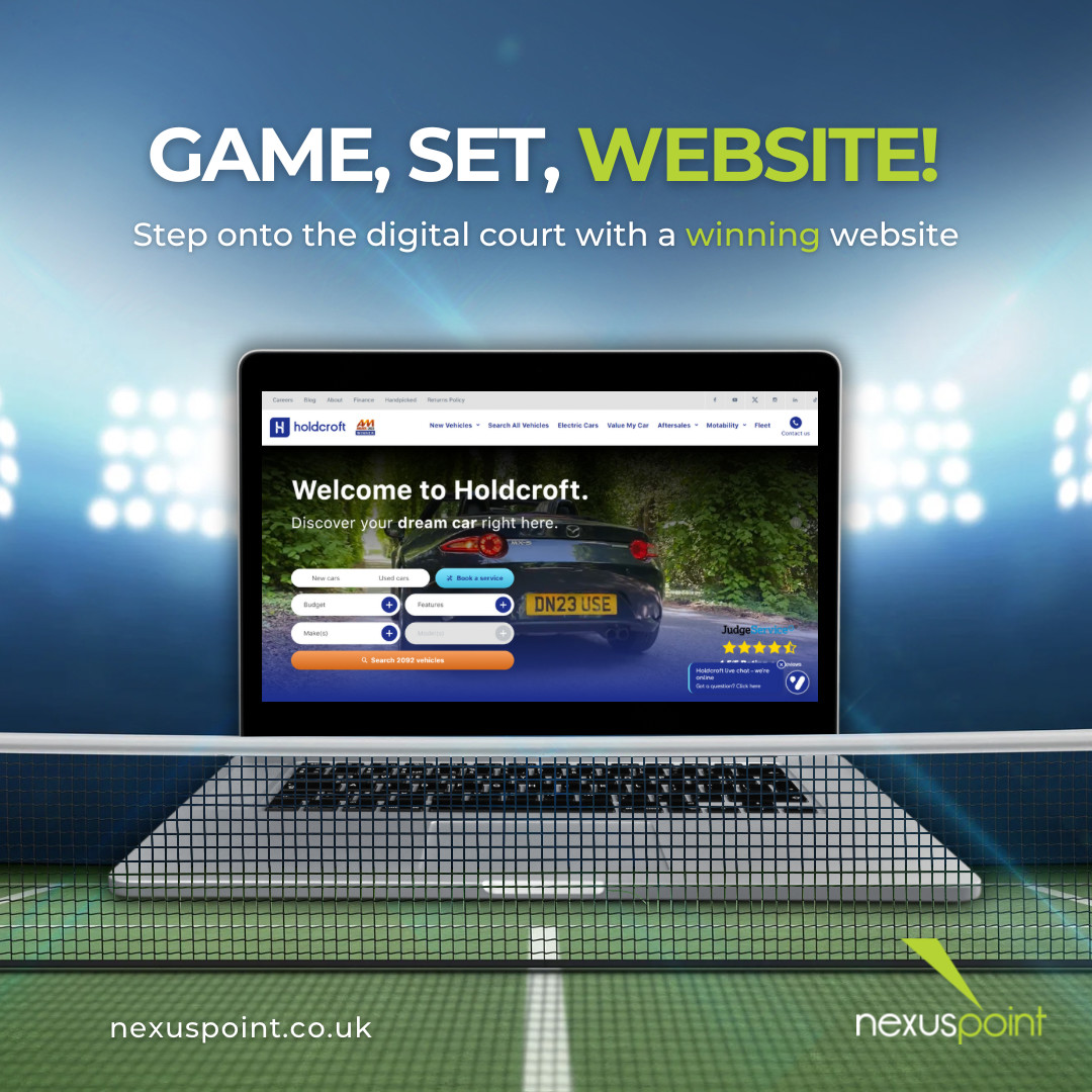 Game, Set, #Website! 

At #NexusPoint, we serve up #Websites that ace the competition. Just like <a href="/Holdcroft_Group/">Holdcroft_Group</a>'s, where every detail is crafted to ensure a #Winning online presence. 

Ready to #ScoreBig online? 

#WebsiteDesign #NewWebsite #CarDealers