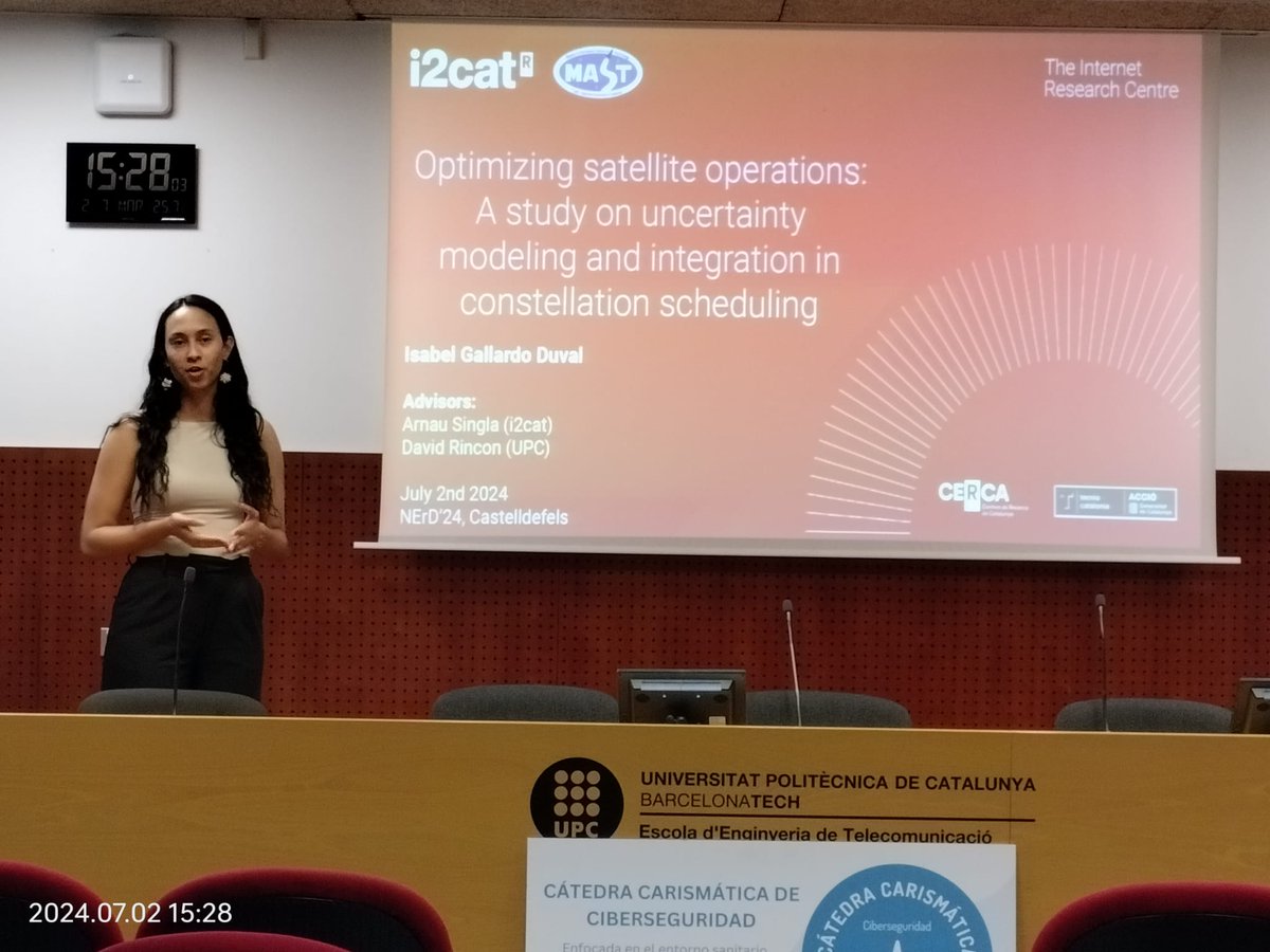 i2CAT's tweet image. 💡 Yesterday, the department of Network Engineering @ENTEL_UPC of @la_UPC organized the 3rd Network Engineering Day #NErD24, a workshop on Communication Networks where some #i2CAT researchers presented their TFMs: Isabel Gallardo from the #SpaceComms area and Suneel Kumar from…