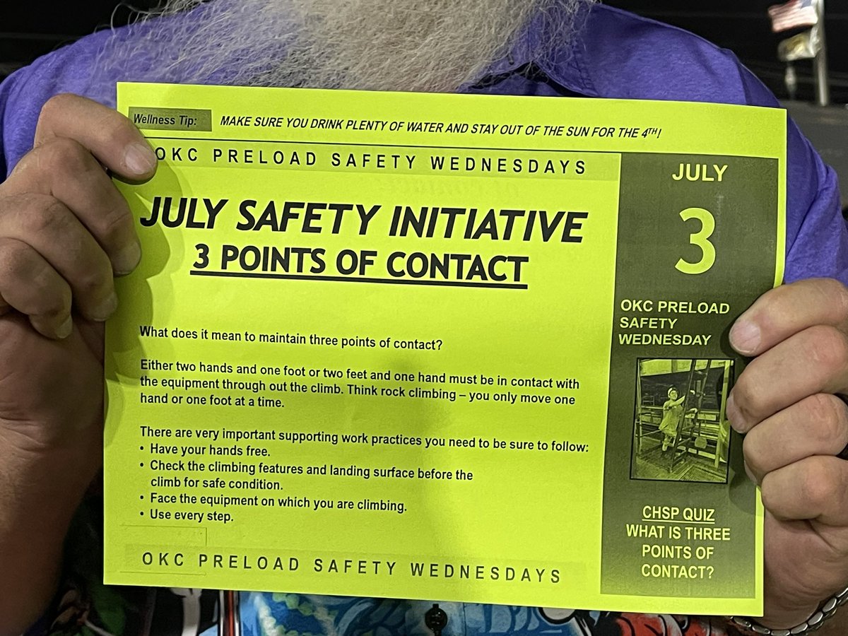 okc_preload's tweet photo. Good #SafetyWednesday #OKC #Preload James has our July Safety initiative #PCM over #3pointsofContact when ascending or descending Stairs-Ladders
โ2 hands, 1 foot
โ2 feet, 1 hand
& Always face ladders Use every step #LetsGetIt ๐บ๐ธ enjoy the day & keep hydrating #USA #UPS https://t.co/rODEUaZsr0