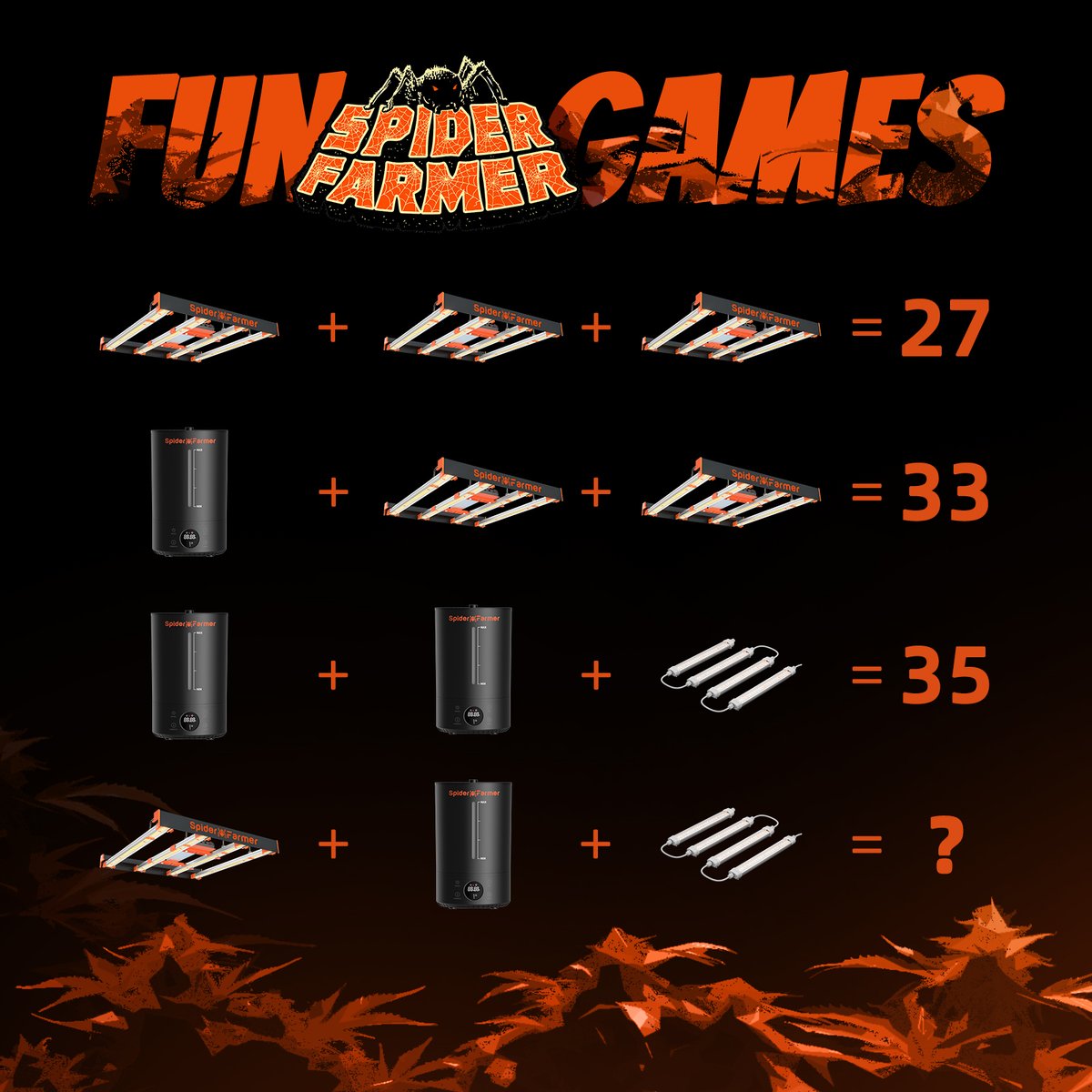 spiderfarmerled's tweet image. 🥳This month&apos;s fun interactive game is here！

🧐Can you figure out the final answer?

✍️Please flood the entire comment area with your answer. 

🍀Good luck！

#SpiderFarmer #Glow30 #Humidifiers #SE3000
