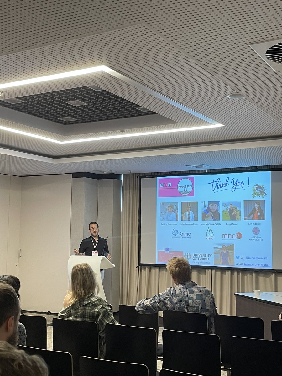 Learning about  the effect of habitats on the  gut microbiota of bird with <a href="/JaimeMuriel82/">Jaime Muriel</a>!  Great talk! #SEBCONFERENCE