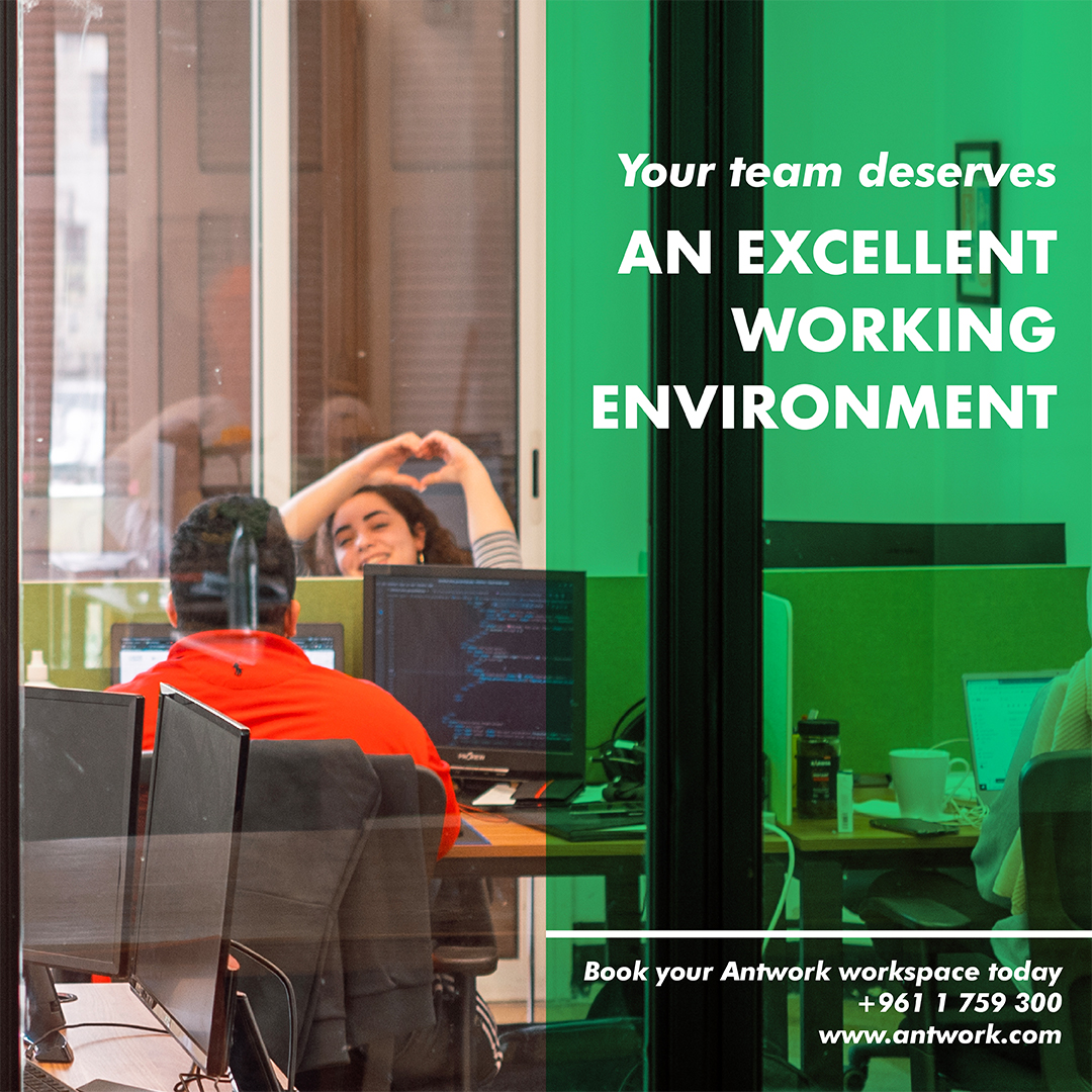 antwork's tweet image. Your team deserves the best. Experience Antwork's top-notch facilities and book your visit today! 🌟  

To book, call us at +961 1 759 300 or visit antwork.com  #Antwork #WorkSpace #BusinessSolutions #Beirut #MENA