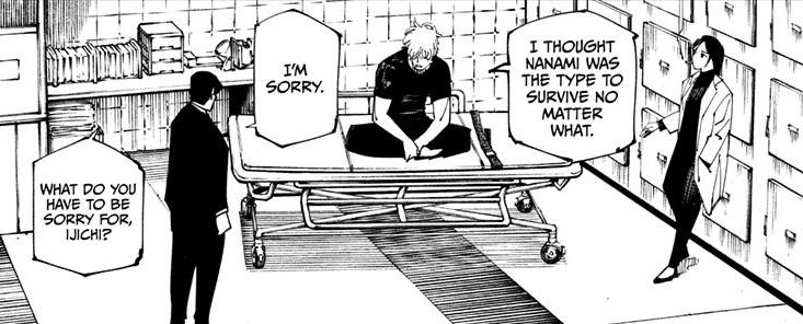 sorcerers_claw's tweet image. I know people see Gojo’s reaction to Nanami’s death as lackluster. But I don’t see it that way. For Gojo, the strongest, to say this, implies he has deep faith in Nanami. In his strength, motivations. He has the strength and drive to survive, and he was suprised he didn’t make it